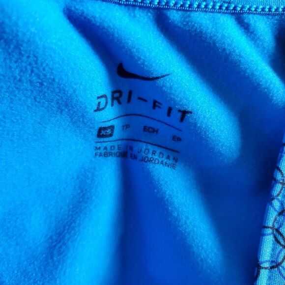 Nike Dri-Fit Women’s Long Sleeve 1/4 Zip Pullover Top Size XS Blue Geometric Pri - Picture 5 of 7